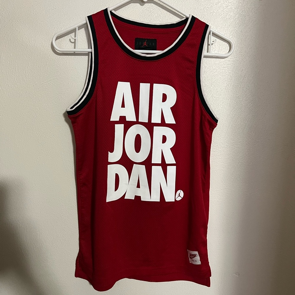 NIKE AIR‎ JORDAN Classic Jumpman Mesh Jersey Red White Black Boy's Size L EUC